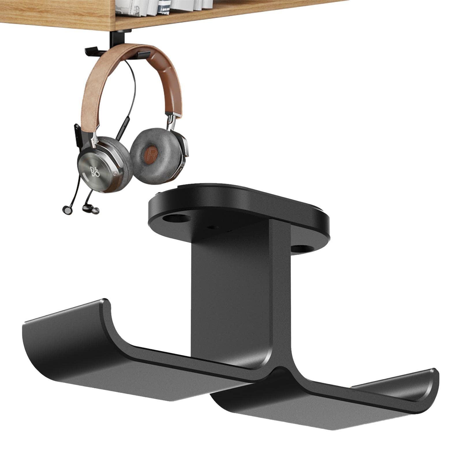 Peosevi 4 Pcs Dual Headset Hanger,Hook Holder with Adjustable & Rotating Arm Clamp | Gaming Desk Accessories For Under Desk Headphone Stand Hanging Headset