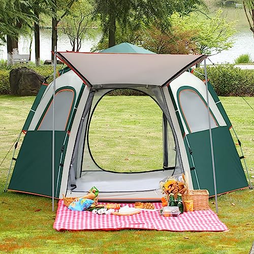 Carpa para camping 3-5 personas pop up impermeable verde miniatura 4