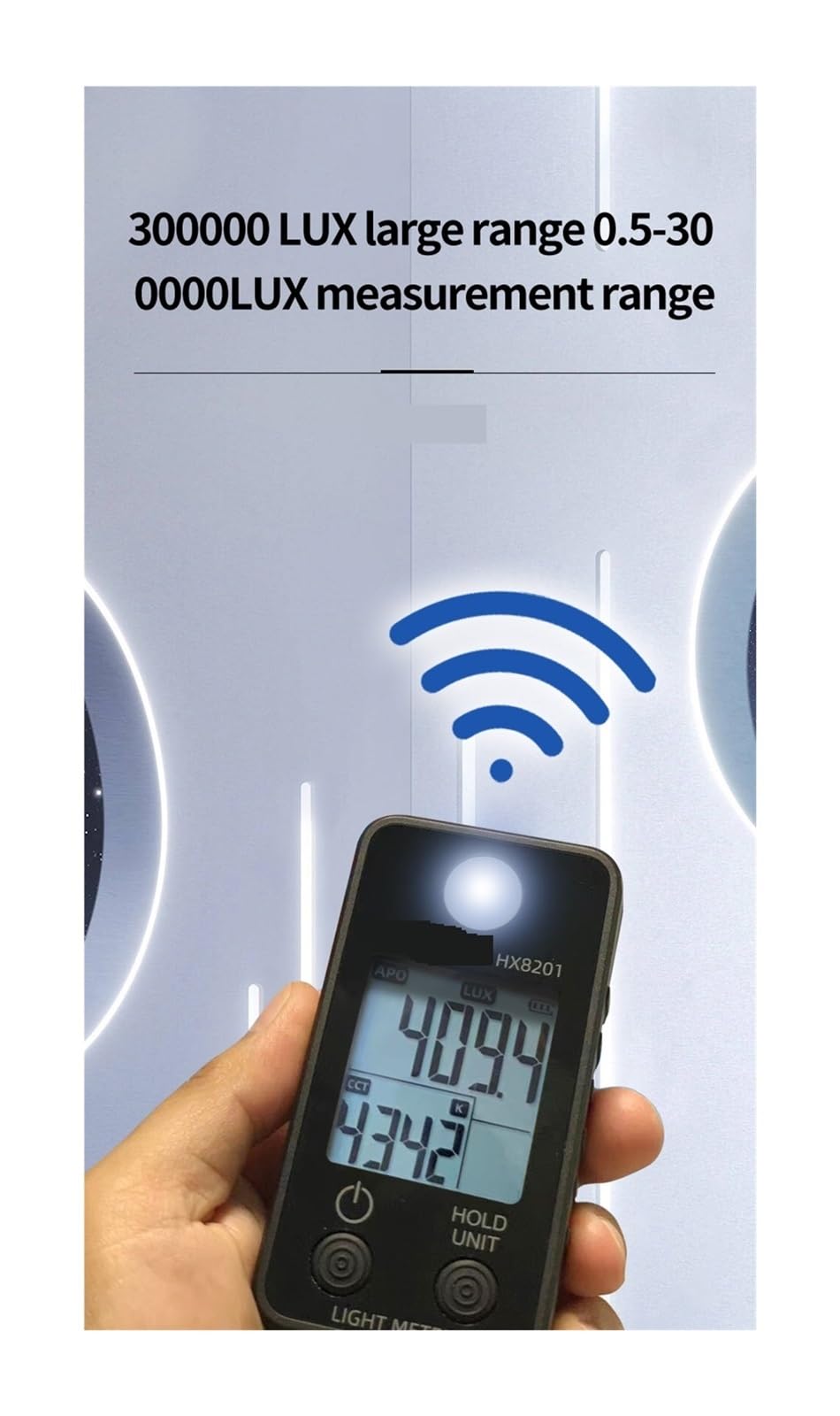 Esposimetro, Misuratore di luce Misuratore di illuminamento digitale Misuratore di lux portatile LCD 0-300.000 Lux/Fc Luxmetro tascabile Fotometro Coltivazione di piante,Misurazione UVB