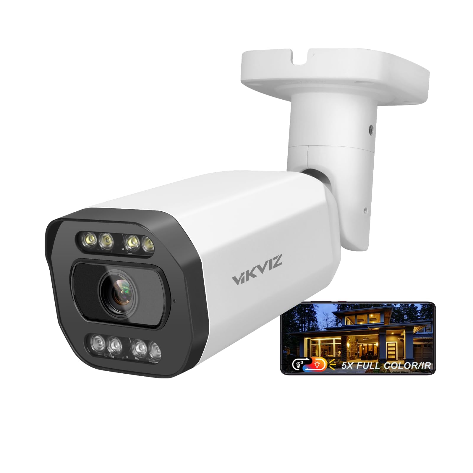 5MP PoE Bullet Surveillance Cameras, 2.7-13.5mm 5X Outdoor Varifocal len,105° wide Viewing Full Color Night Vision POE IP Camera with Two-Way Audio,Human/Vehicle Detection, Compatible with Uniview NVR