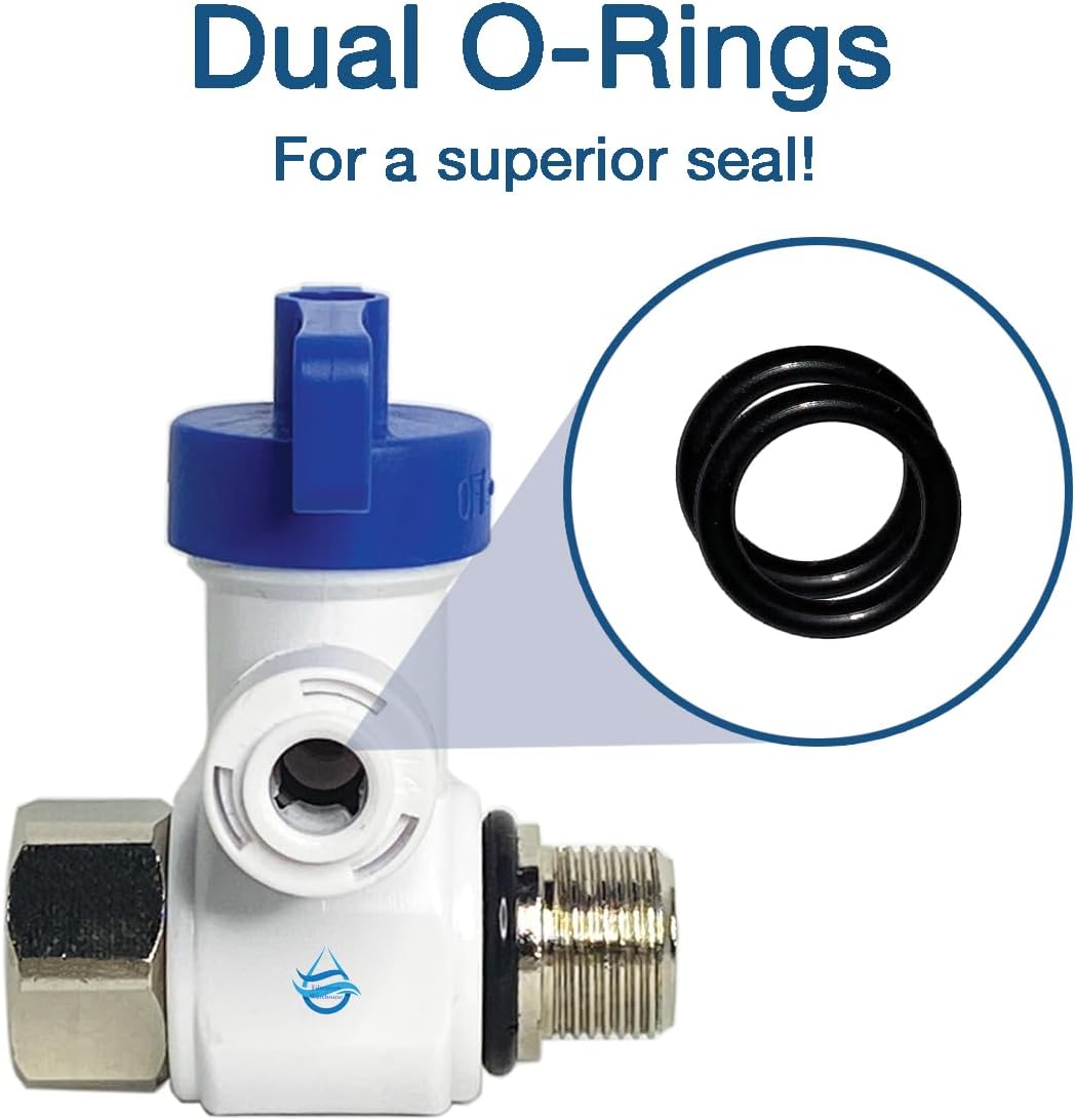 FW Speed Fit 3/8 x 3/8 x 1/4 or 3/8 Inch DUAL O-Ring Stainless Steel Angle Stop Adapter Valve, US Company! Push to Connect Plumbing Fitting, with Clip, Compare to ASVPP1LF or ASVPP2LF (1/4" Four-Pack)