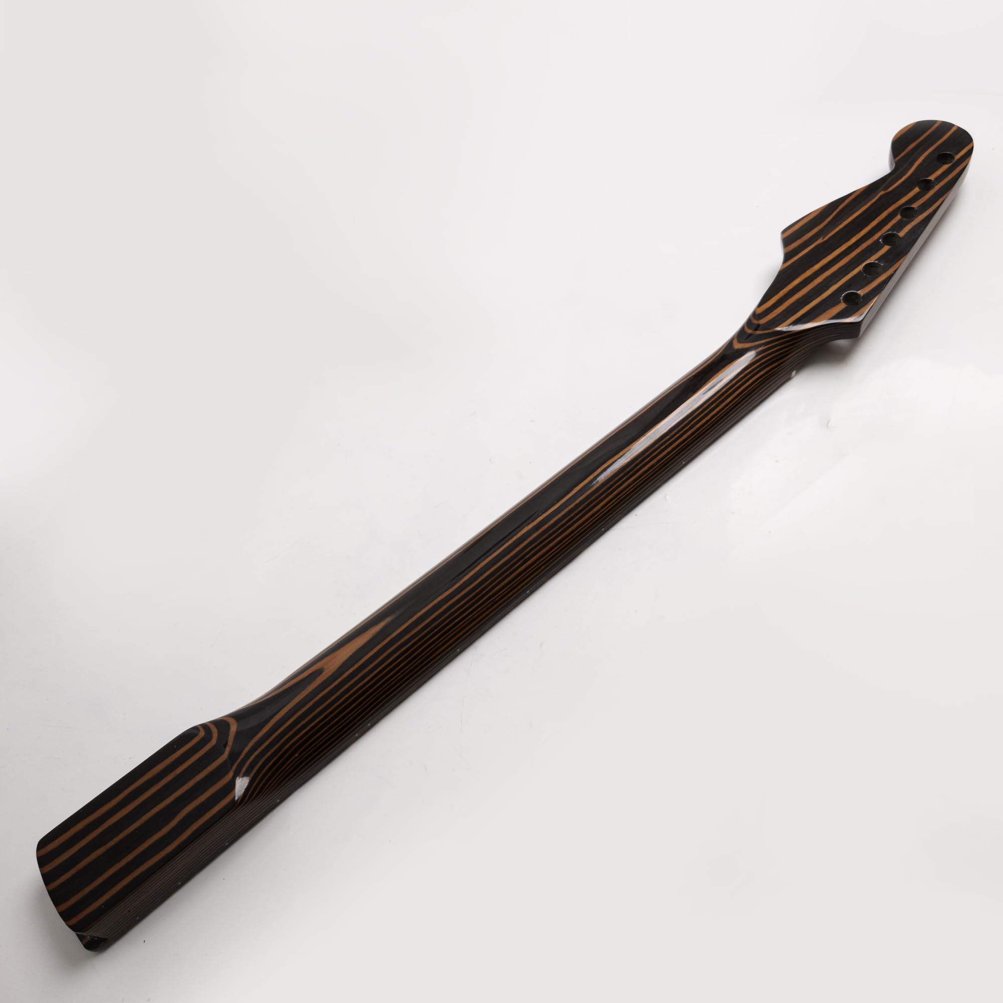 Guitar Neck, 22 Frets Zebra Wood Guitar Neck, with Adjustable Truss Rod, 10mm Tuning Machine Bores for Fender Strat Electric Guitar Replacement Parts