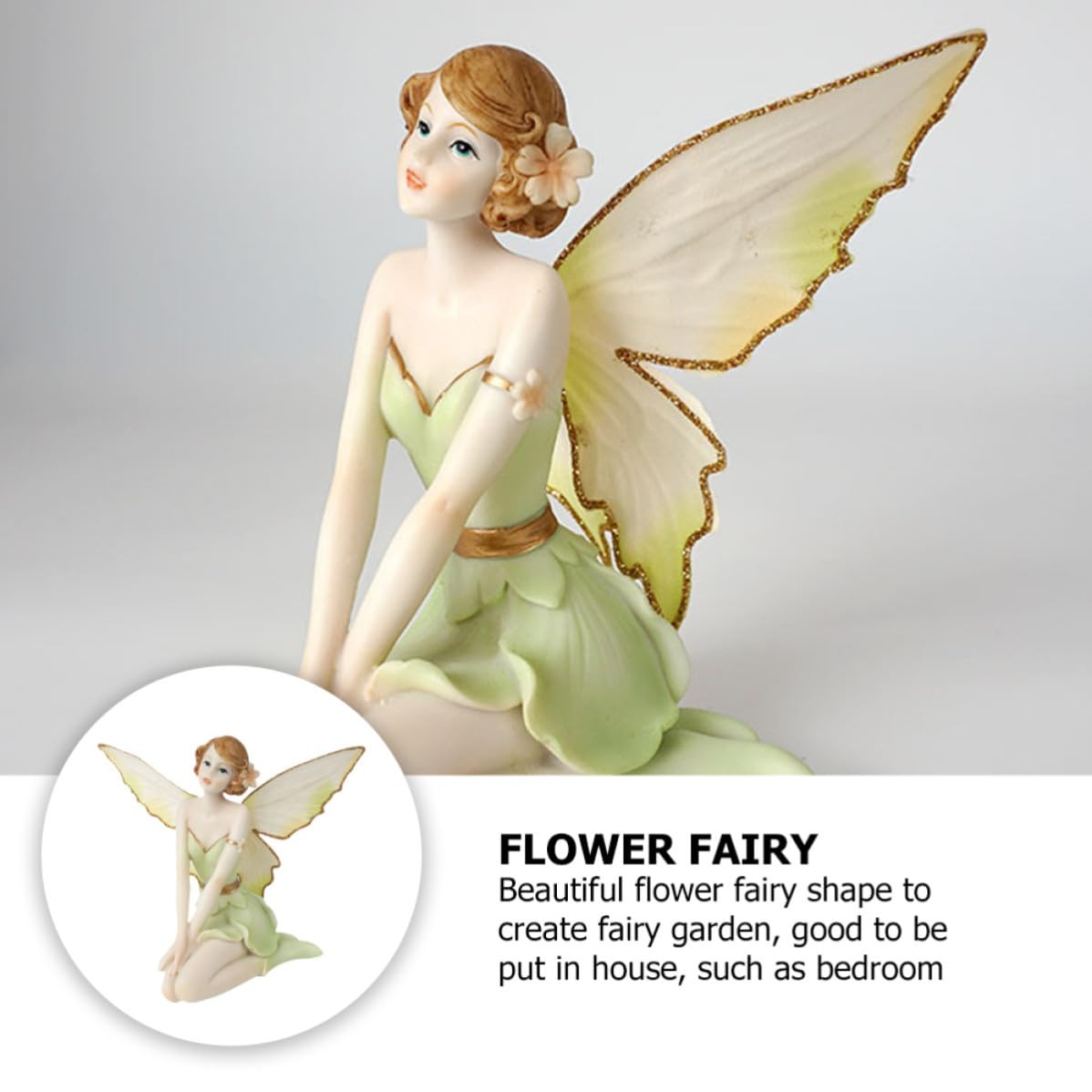 Figura de Ángel de Resina Pintada a Mano, Decoración Elegante para Dormitorio o Boda, Obsequio para Niñas y Manualidades
