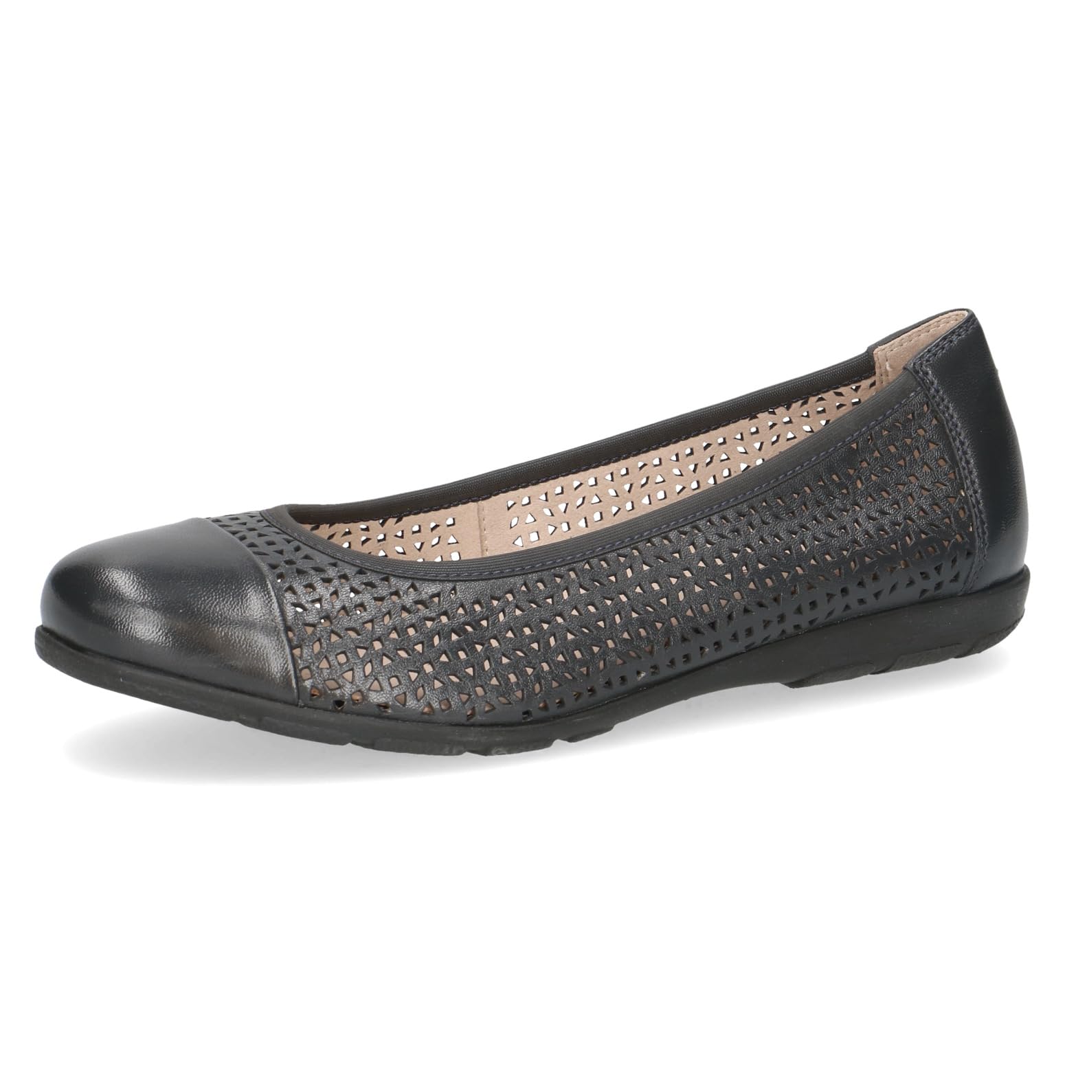 CAPRICE Women Ballet Flats Leather with Perforated Pattern, Blue (Ocean Softnap.), 6.5 UK