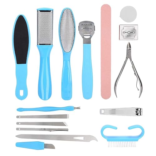 Set de 16 herramientas para quitar callos de acero inoxidable para pedicura, pedicura, pedicura, pedicura, pies, piel muerta, callos para hombres y