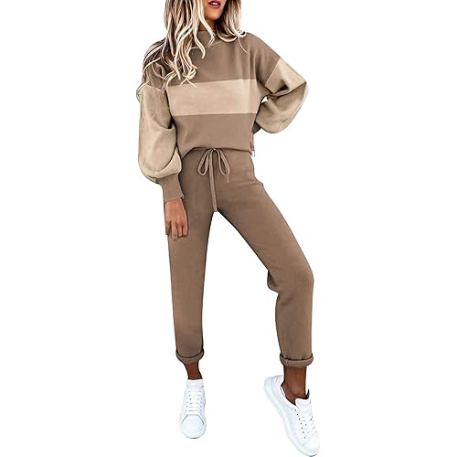 Fixmatti Women's 2 Piece Outfits Long Sleeve Pullover Sweatshirt Jogger Pants Sweatsuit