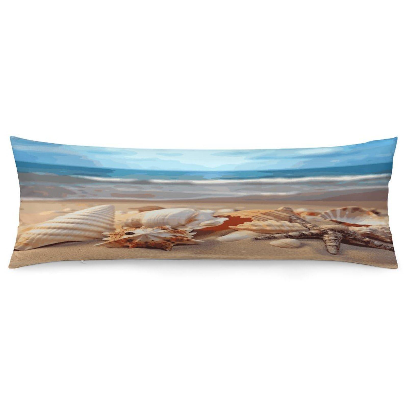 Seashells on The Sandy Beach Throw Pillow Covers with Silent Zipper Polyester Pillow Protectors Removable Pillow Cases Soft Pillowcase Cozy Pillow Sham Cushion Cover for Sofa Car Bed 20"x54"