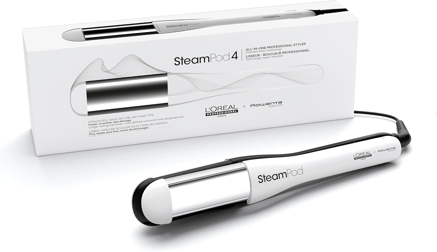 L’Oréal Paris L’Oréal Professionnel SteamPod 4, All-in-One stoomstyler, professionele stijltang met stoomtechnologie, voor alle haartypes, glad tot krullend