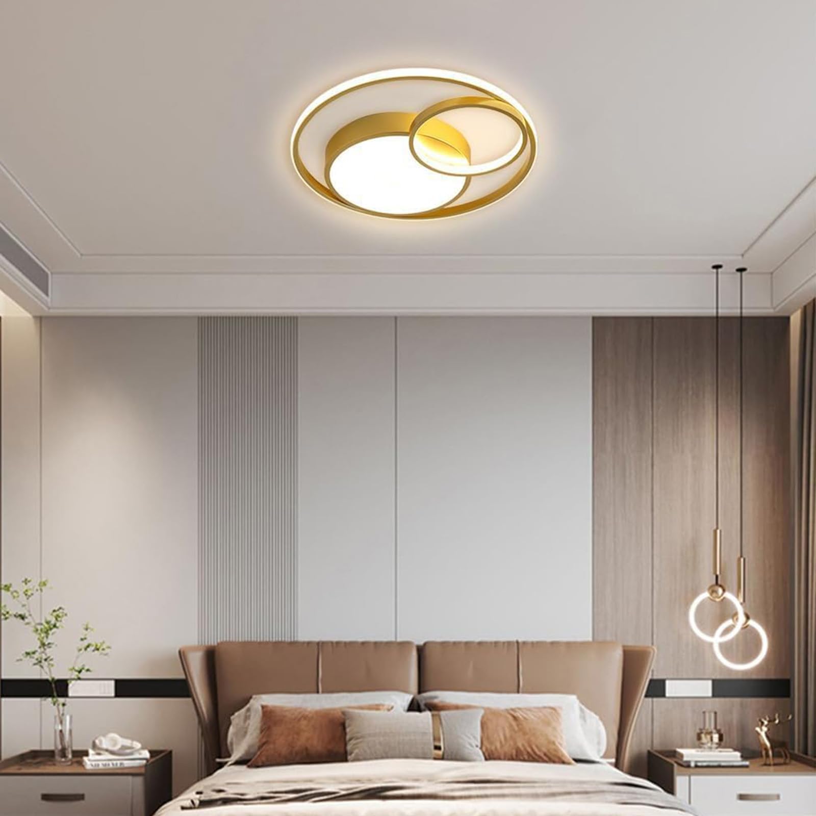 Ściemnialna lampa sufitowa LED z pilotem metalowa akrylowa lampa sufitowa nowoczesne okrągłe oświetlenie sufitowe do sypialni salonu biura 3000 K-6500K (czarny + biały, 40 cm)