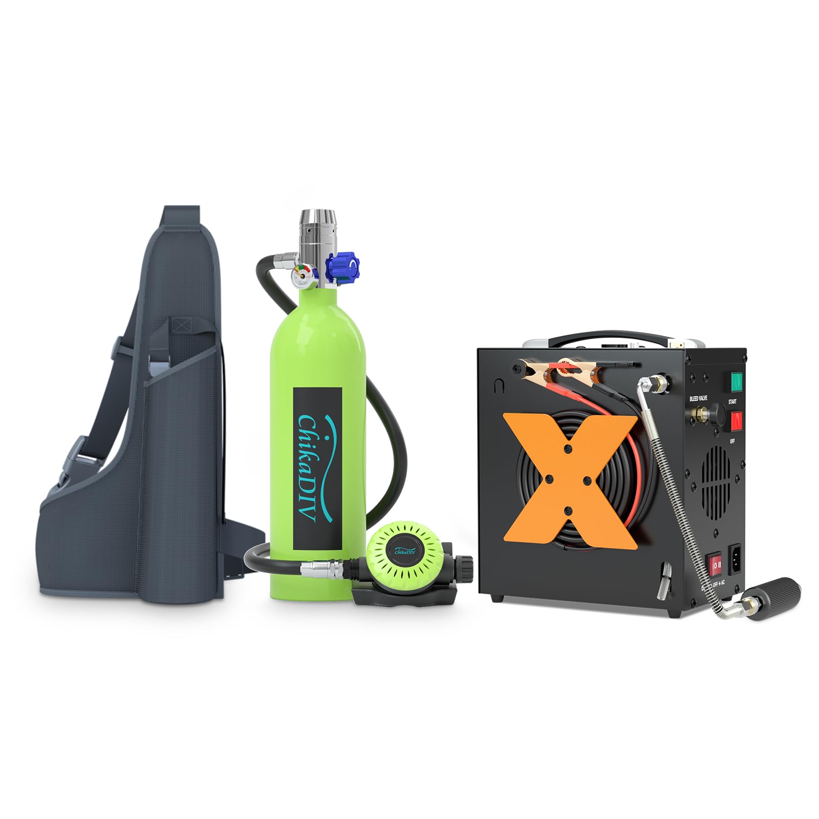 CHIKADIV 1L Mini Scuba Tank with 15 Minutes Mini Diving Tank with Pump Portable Oxygen Tank for Diving Underwater Tank Diving Package Diving Gear Snorkeling Equipment