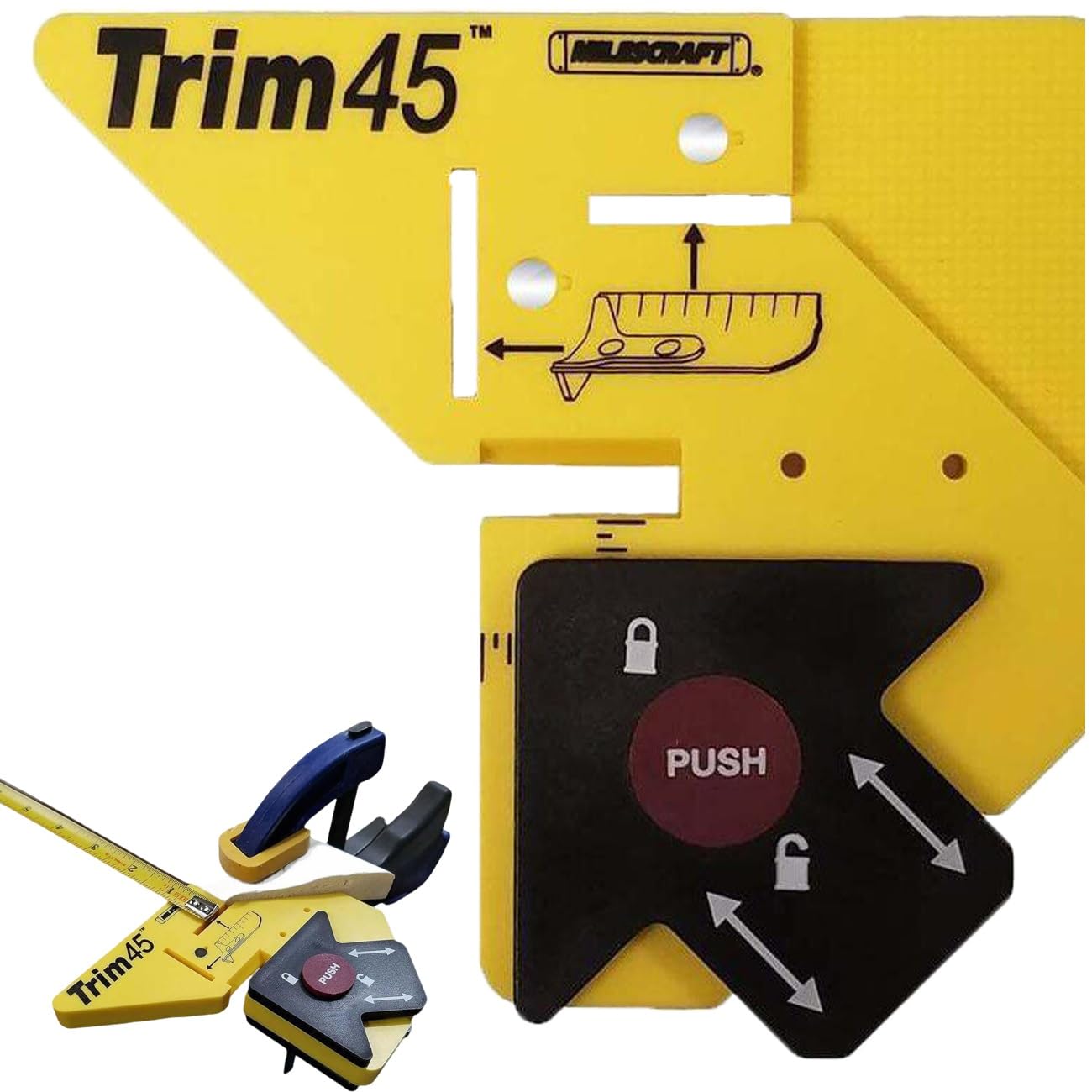 Trim45 Carpentry Aid, 45 Degree Precision Measuring and Beveling Marking Tools Adjustable Reveal Tool Woodworking Tool Perfect Angle Cuts for Window Door Trim Installation