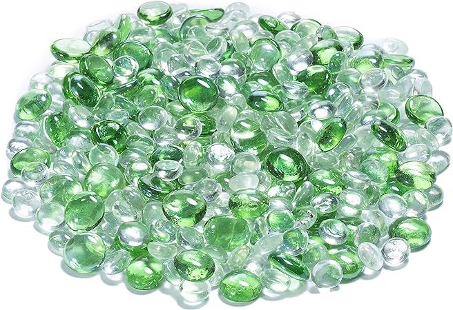 Ciottoli di vetro di colori misti, pietre di riempimento for vasi Ciottoli di vetro, 1 kg Ciottoli di vetro misti colorati di cristallo verde/pietre/gemme/pepite/perline 20 mm
