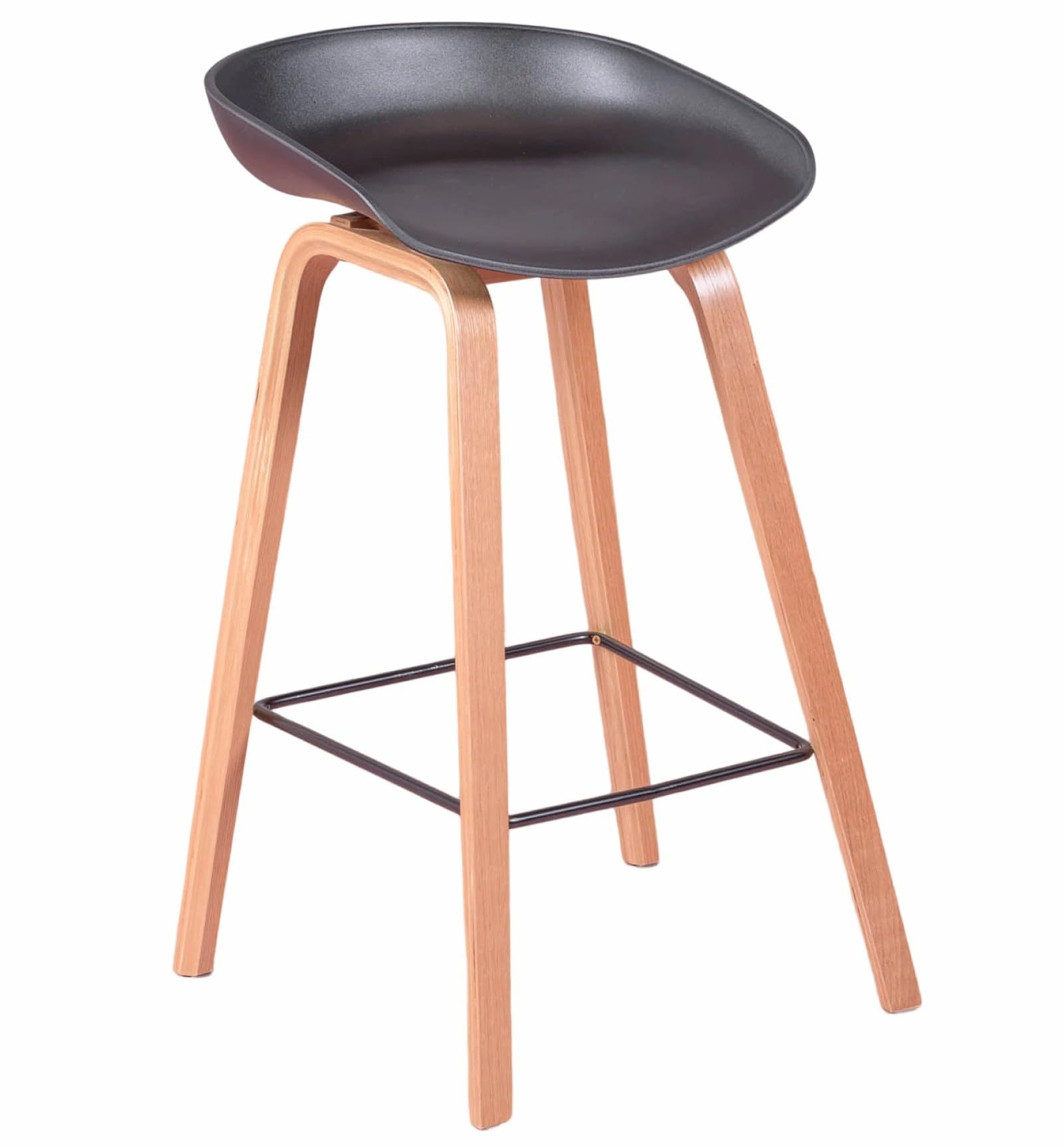 Taburete nórdico con Patas de Madera de Haya (63cm) - Daxer - Negro - Asiento de plástico de Polipropileno - Patas de Madera de Haya Natural - Disponibilidad