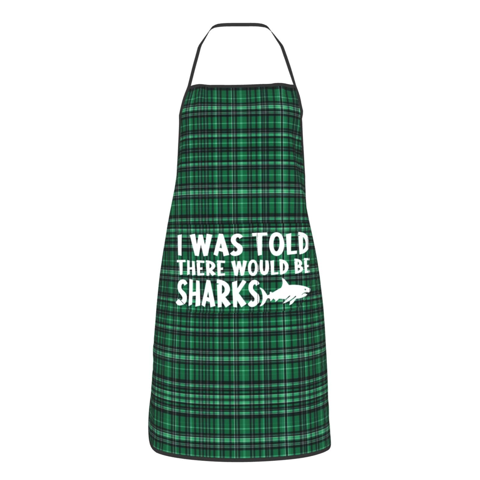 nopicsn I Was Told There Would Be Sharks Apron for cooking with Pockets Women Men Kitchen Chef Funny Aprons