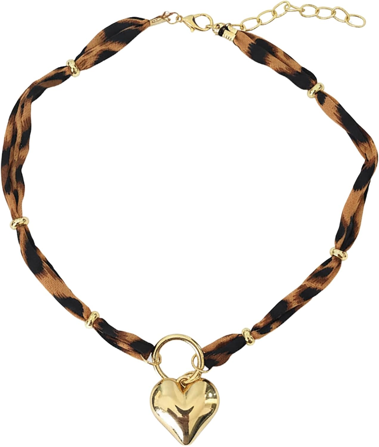 Scarf Necklace with Charm for Women Leopard Choker Necklaces Silk Tie Necklaces Scarfs Choker Necklaces Jewelry