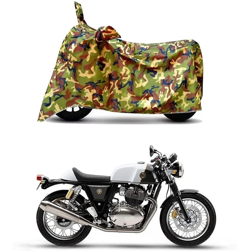 Image of Waterproof 100% PVC Coated Bike Scooty Two Wheeler Body Cover Compatible for Royal Enfie Continental GT 650 BS6 /Heat Protection /Birds Dropping /Scratchproof /Dust Proof [6X6 Jungle Print]
