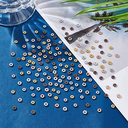 Ph Pandahall 500Pcs 5Mm Flower Spacer Beads 5 Colors Tibetan Alloy Daisy Metal Spacers Mini Snowflake Loose Beads Craft Jeweley Beads For Bracelet Necklace Earring Jewelry Making #TOP6