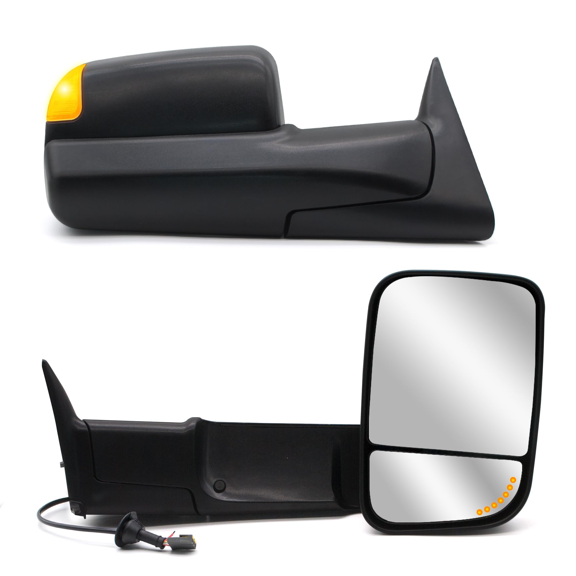 NEYASU Pair Tow mirrors fit for 1998 1999 2001 2002 Dodge Ram 1500 2500 3500 Pickup Truck Power Heated Manual Folding Black Driver and Passenger Side