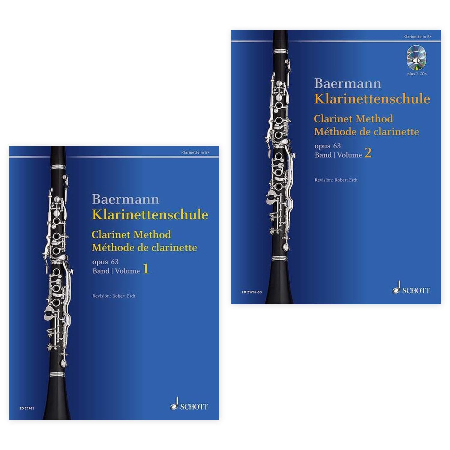 Baermann, Klarinettenschule Band 1 + 2 | mit Online Material | Klarinette in B | Schott Verlag | ED21761D + ED 21762-50 | ISBN 9783795734299 + 9783795748043 | Soundman Gitarrenpleks