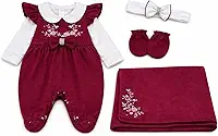 Saída Maternidade Menina Aurora 04 peças Marsala