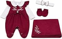 Saída Maternidade Menina Aurora 04 peças Marsala