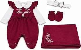 Saída Maternidade Menina Aurora 04 peças Marsala