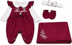 Saída Maternidade Menina Aurora 04 peças Marsala