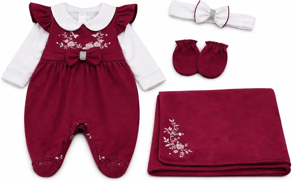 Saída Maternidade Menina Aurora 04 peças Marsala