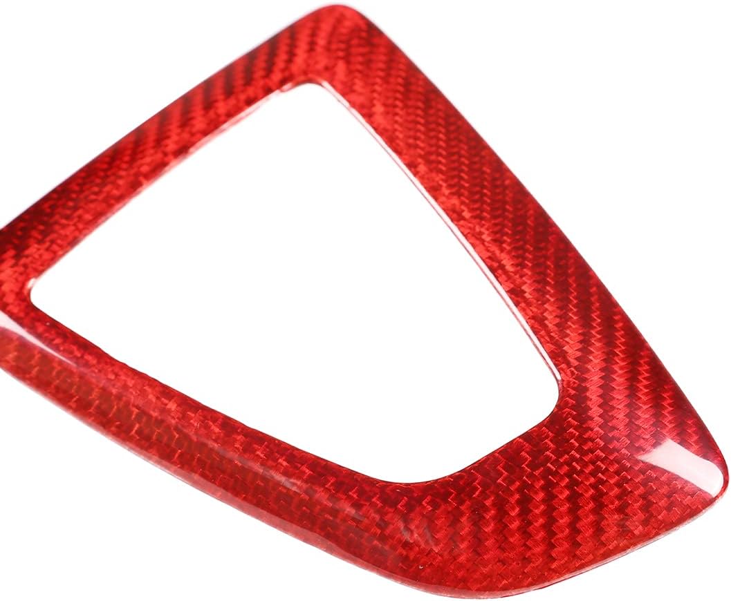 TINKI Car Control Gear Box Shift Knob Panel Frame Cover Sticker Interior Trim Compatible for BMW F20 F21 F22 F23 F30 F34 F35 F32 F33 F36 1 2 3 4 Series 2014-18 Accessories (Genuine Carbon, Red)