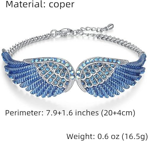 Miniatura 2 de Pulseras de alas angulares para mujer, pulsera de cadena ajustable chapada en plata, brazalete de ala de ángel para mujer, cumpleaños, Navidad, día