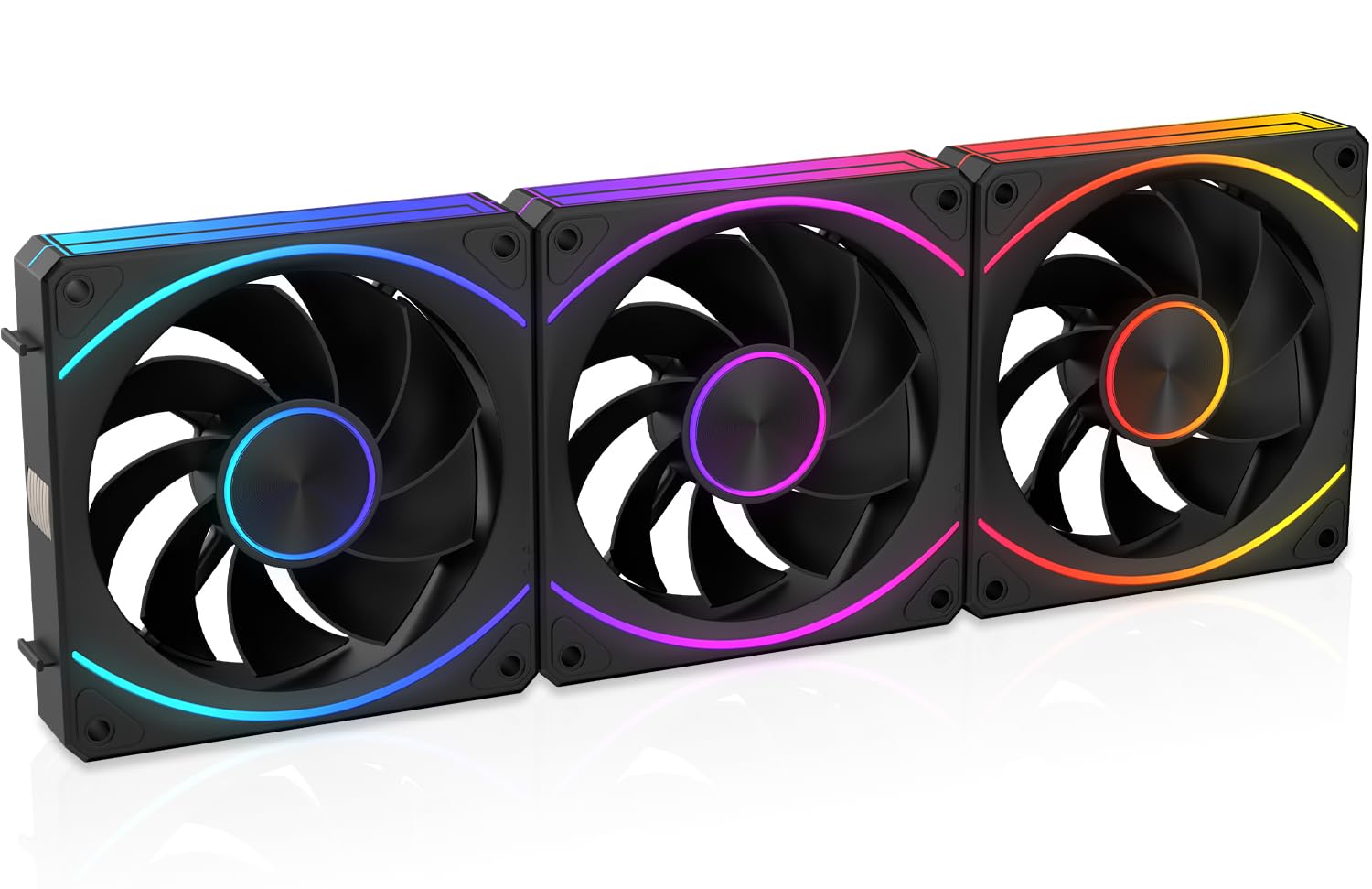 EY120PRO 120mm ARGB Reverse Blade PC Case Fans 3-Pack, 900–1800RPM PWM, 61.5CFM High Airflow, 30dBA Quiet Daisy-Chain Hydro Bearing Fans for Gaming PC Cases