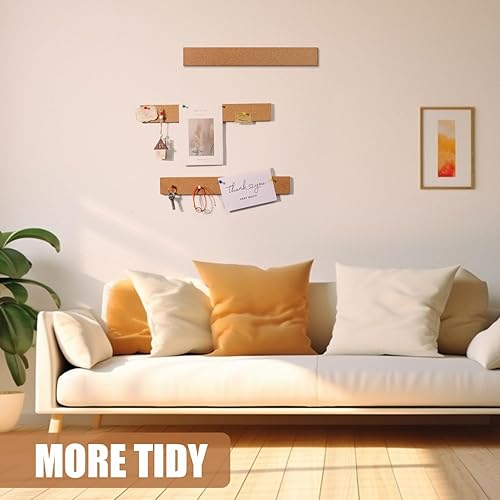 Miniatura 3 de 6 tiras de corcho para tablón de anuncios, tiras de corcho natural sin marco, tiras de corcho autoadhesivas para oficina, escuela, decoración del