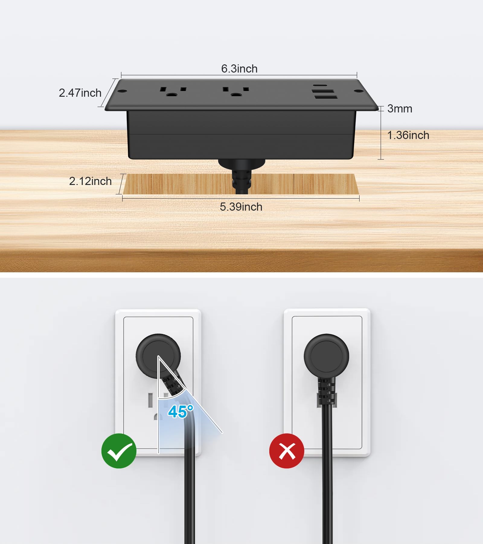 Amazon.co.jp: HEZI IPX6 埋め込み式電源タップ 防水 防水 家具