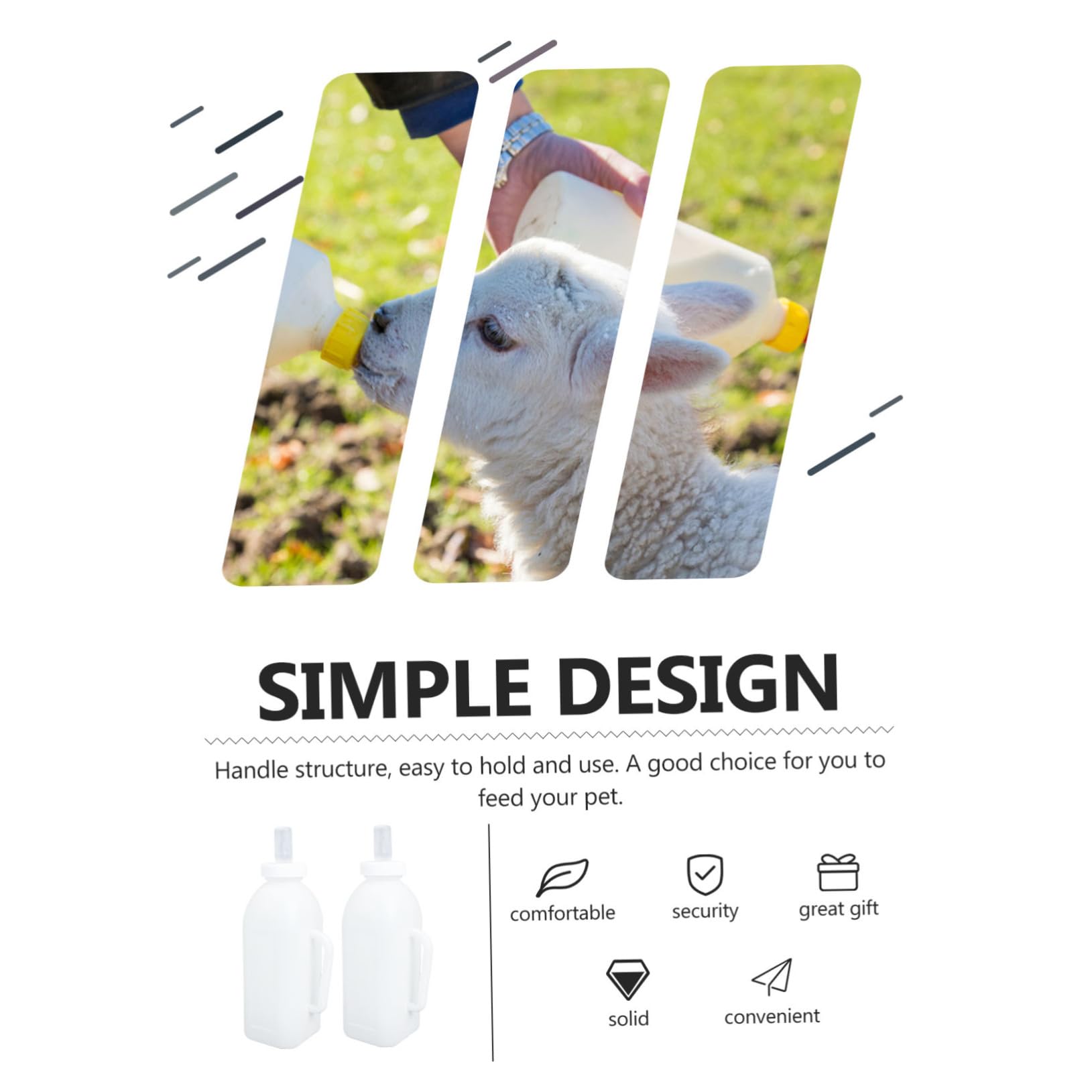 ROMISBABA 2pc Baby Pet Milk Bottle Set Newborn Kitten Puppy Calf Feeding Silicone Plastic Sterilizable Portable 2l