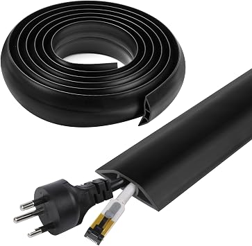 10 FT Floor Cord Cover, Cord Covers for Wires on Floor, Cord Protector, Floor Cable Cover, Hide Extension Cord Covers for Floor, Cable Cavity 0.47" W x 0.29" H, Black