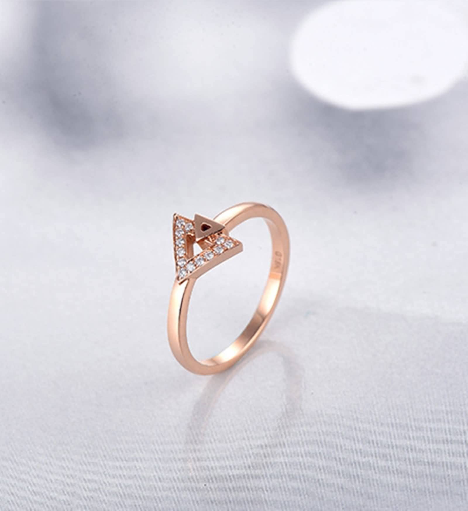 Bague Ado Fille Alliance Couple Bague Or Rose 750 Cadeau Amoureux Bague Triangle