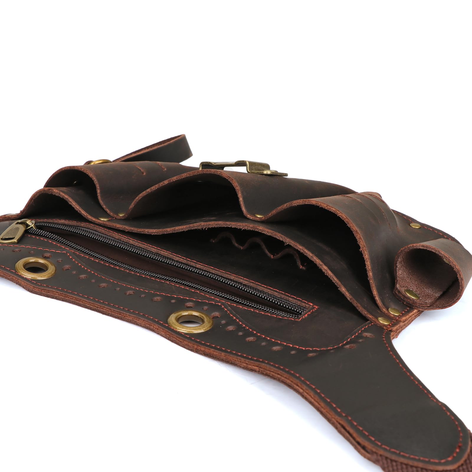 TOURBON - Bolsa de cuero genuino para cinturón de herramientas con trabilla ajustable para cinturón de martillo para electricistas, carpinteros, jardineros