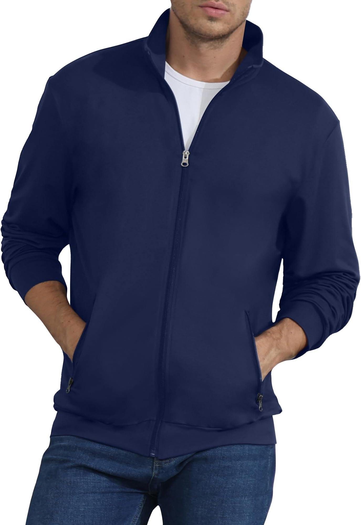 CTU Mens Sweatshirt Full Zip Active Stretchable Jacket Lightweight Long Sleeve Jacket