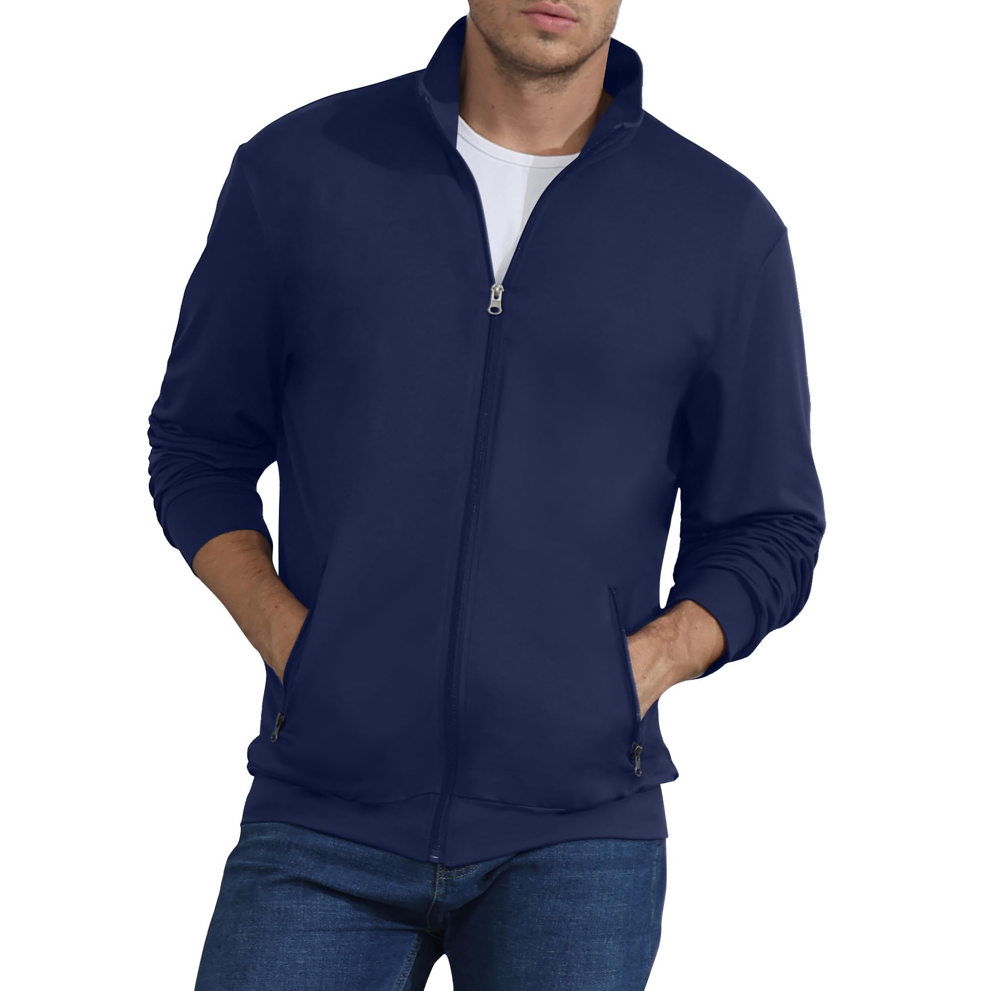 CTU Mens Sweatshirt Full Zip Active Stretchable Jacket Lightweight Long Sleeve Jacket
