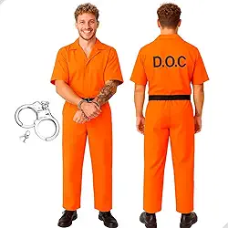 Fantasia de prisioneiro para adultos, Unissex Homens e Mulheres, laranja, prisão, presidiário, Halloween, cosplay, roupa feminina e Masculina Laranja