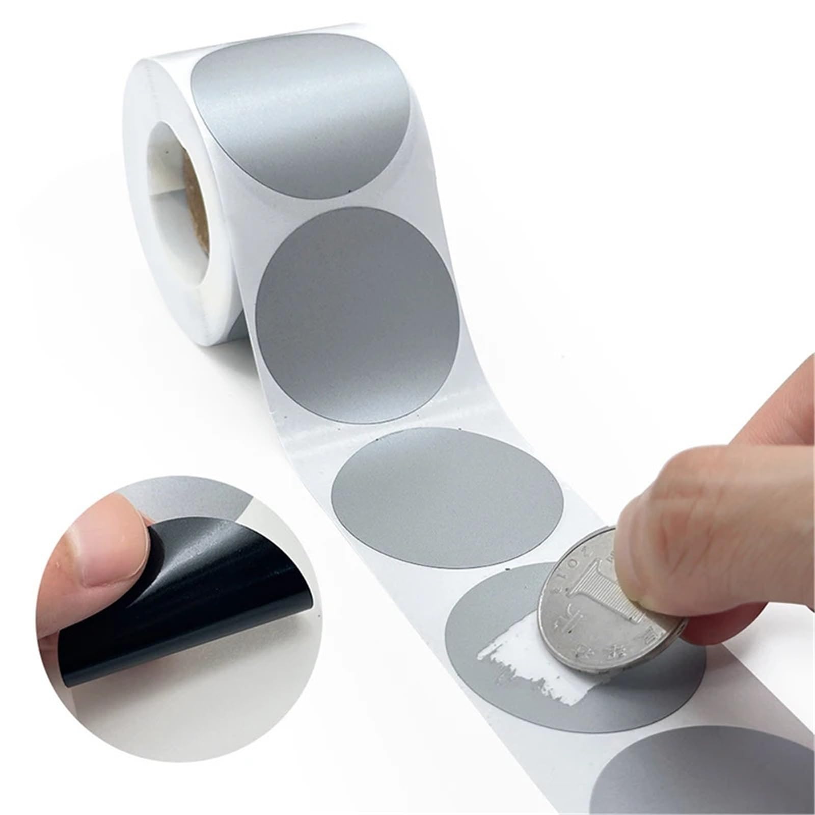 Naklejki zdrapki 300 sztuk/rolka Sliver złote naklejki zdrapki okrągły kształt etykiety DIY Handmade do gier papierniczych dla majsterkowiczów(Silver Circles)