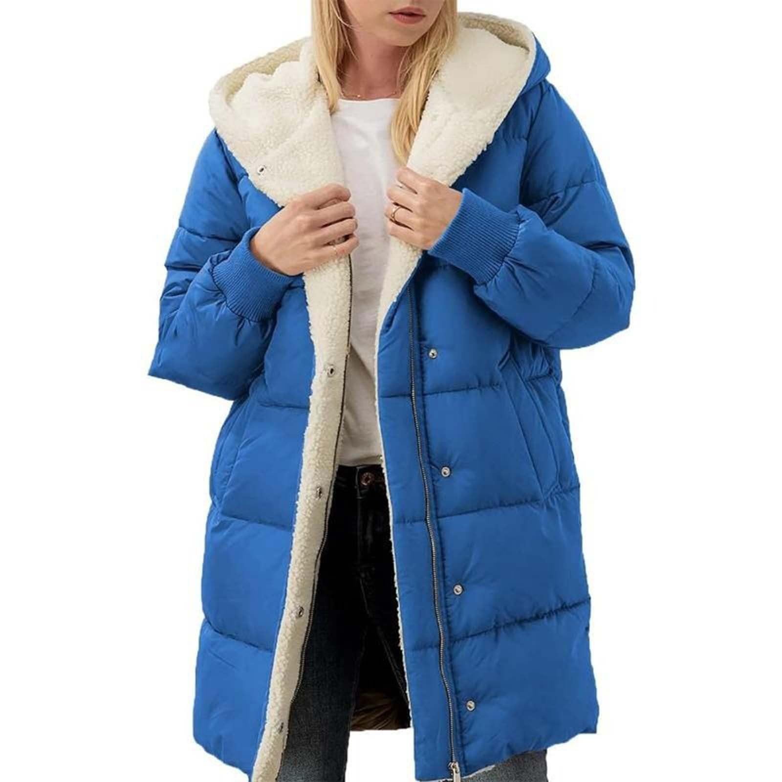 MJGkhiy Damen Winterjacke Angebot Elegant Lange Daunenjacke Übergröße Warm Parka Winddicht Daunenjacken Winterbekleidung Fleecejacke mit Reißverschluss Kapuze Teddy Curvy Mantel