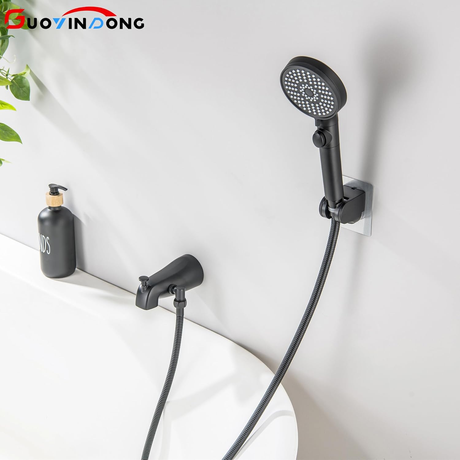 Tub Spout with Diverter, Matte Black Bathtub Spout with Diverter Bath Tub Faucet Set with ON/OFF 5 Modes Shower Sprayer