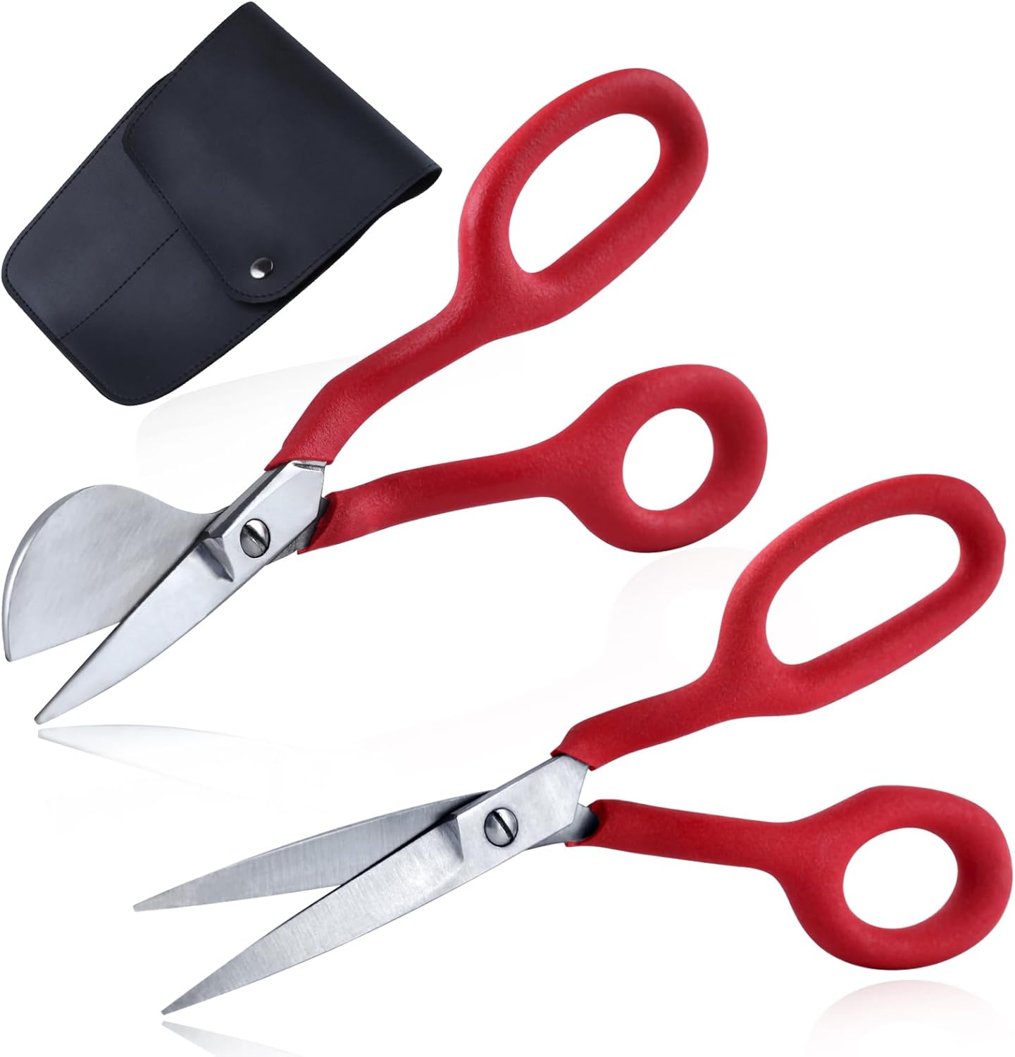 SPEEDWOX 7" Scissors Set of 2 - Stainless Steel Duckbill Applique & Machine Embroidery Double Curved Carpet Pile Offset Handle Scissors