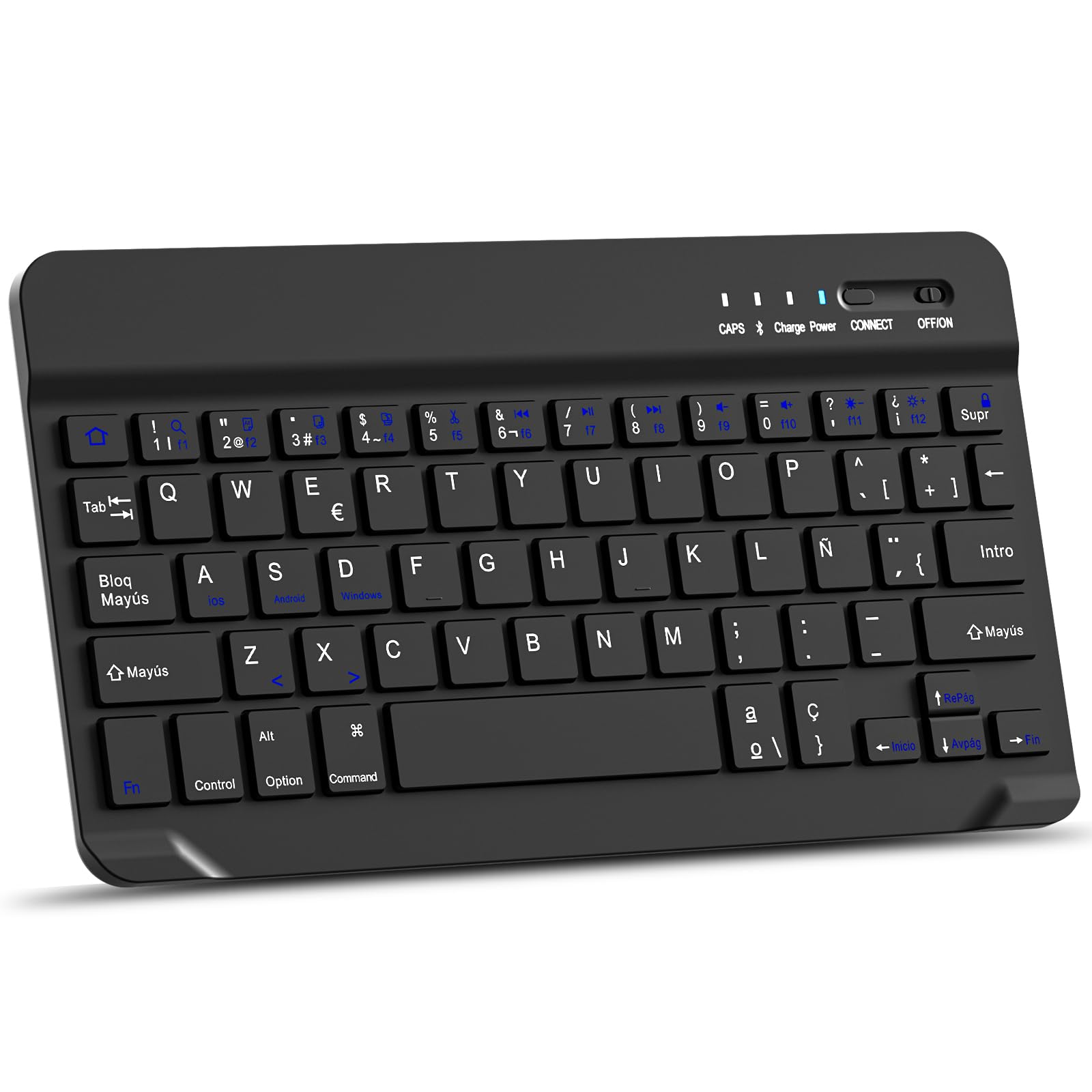 MMK Teclado inalámbrico Bluetooth, Teclas Silenciosas, Mini Teclado Inalámbrico, para iOS Compatible con el Nuevo iPad 10.2/10.9 Pulgadas, iPad Air/Pro/Mini, iPhone y más, QWERTY(Negro)