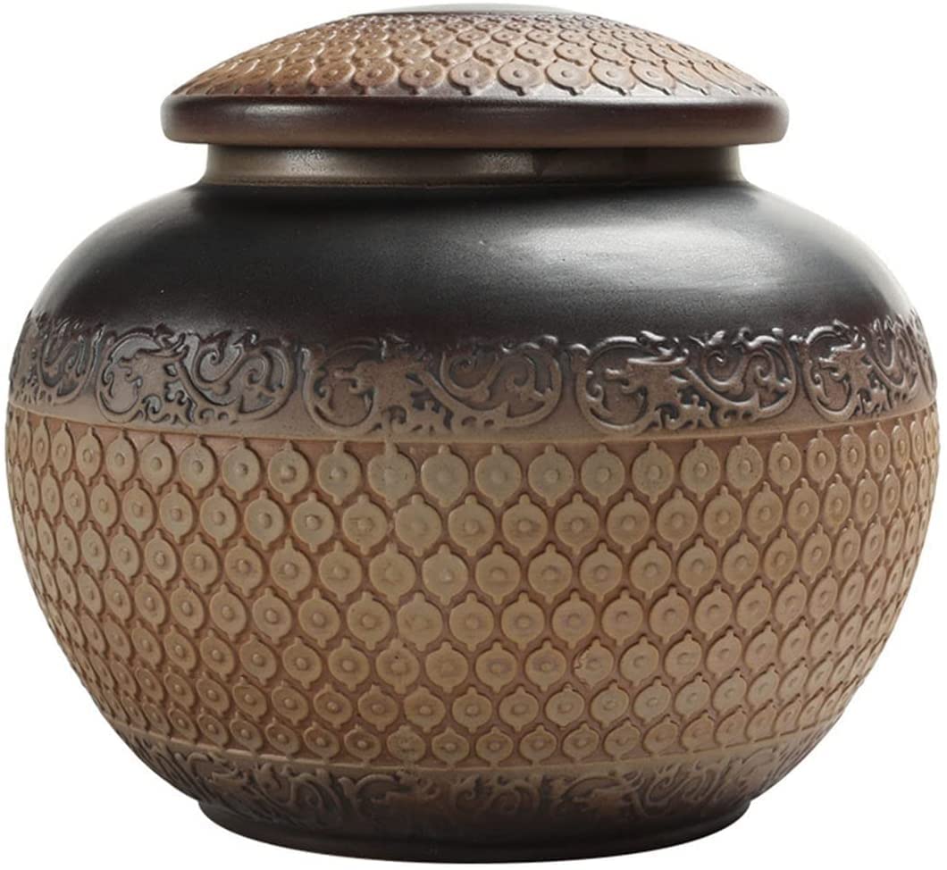 GFJryET Ceramic tea caddies, Waking Tea Pot Rough Pottery Sealed Leaf Jar for Kitchen(13.5x12.4cm)