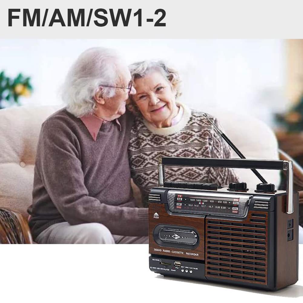 Przenośny magnetofon - magnetofon kasetowy Odtwarzacz - stare radio w stylu vintage - można podłączyć dysk U i TF