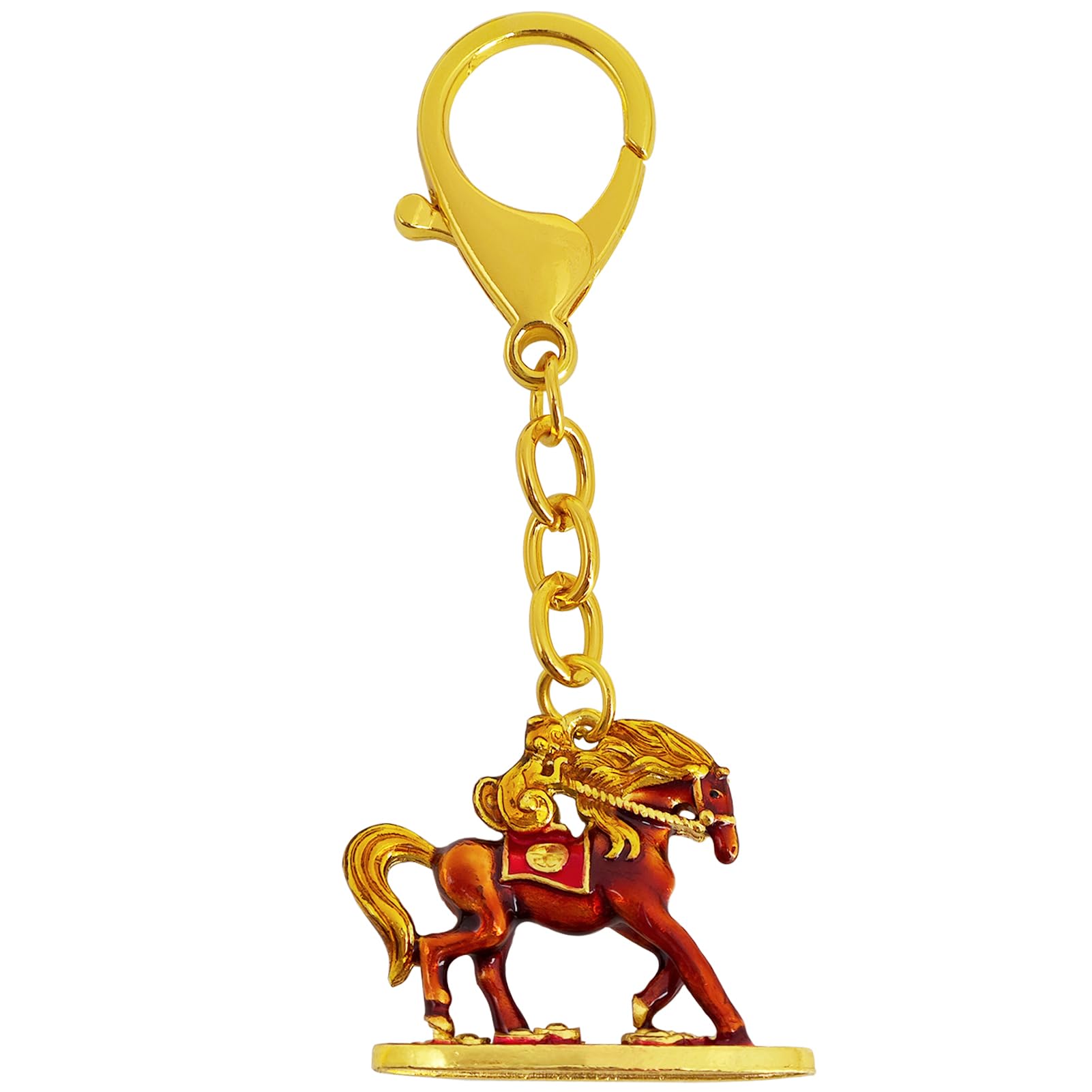 Fengshuibringluck Unisex Brown Feng Shui Fly On Monkey On Horse Good Wealth And Vitality Amulet Talisman Keychain