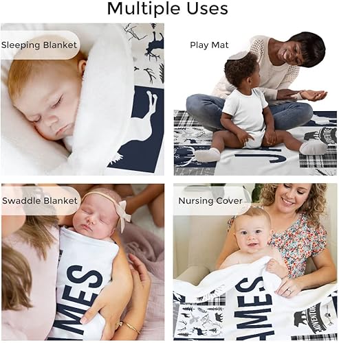 Miniatura 21 de MDPrints - Mantas de bebé personalizadas de vaca para niños, manta personalizada con nombre de bebé, regalo personalizado para recién nacido, Vaca