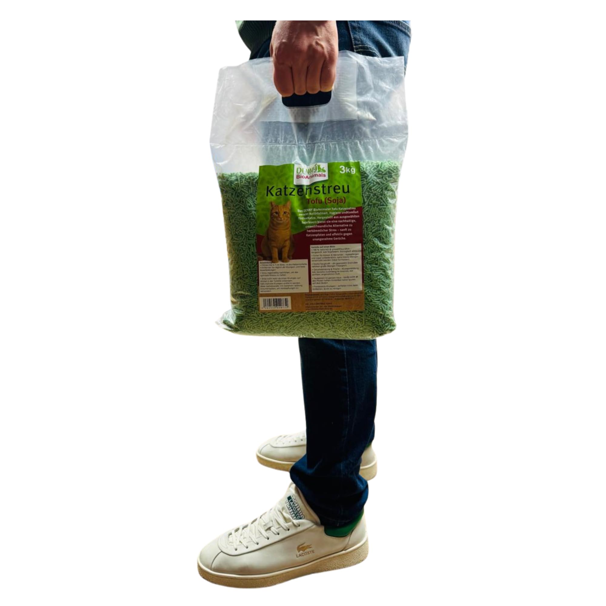 Tofu Katzenstreu 30 kg (10 Säcke je 3 kg), 80 L– 100% natürlich & biologisch abbaubar – Ultra saugstark, klumpend, staubfrei & geruchsneutral – nachhaltige Katzenstreu aus Pflanzenfasern (30 kg)